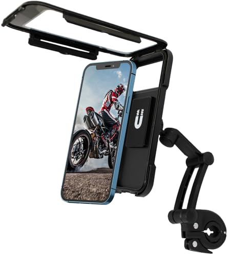 Porta Cellulare Moto Impermeabile, 360° Rotabile Portacellulare Moto Manubrio Impermeabile Supporto Telefono Bici con TouchScreen, Antivibrazione Supporto per Smartphone 4,0-7,0''