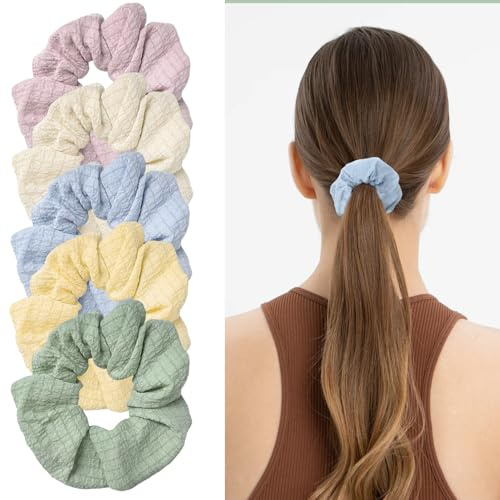 5 st. scrunchies, elastiska scrunchies för kvinnor och flickor, mjuka hästsvanshållare, stora hårband, hårsnoddar, håraccessoarer utan skador (färgglada)