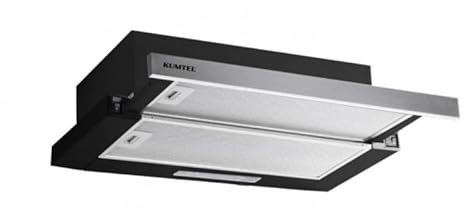 Cappa Kumtel New Slim sottopensile potenza aspirante 250 m3/h 60 nero con frontalino inox