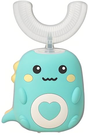 toddla lulabini u-shaped DinoBrush 360° Ultraschall-Zahnbürste mit LED-Lichtern, 5 Reinigungsmodi, langlebige Akkulaufzeit von 15 Tagen, wasserdicht, geeignet für 2-6 Jahre