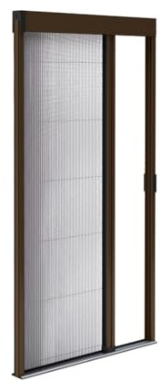 Insektenschutz Plissee Rollo für Aluminiumtür - zuschneidbar Höhe & Breite - Ultraflache Schwelle (Braun RAL 8014, L1200mm x H2400mm)