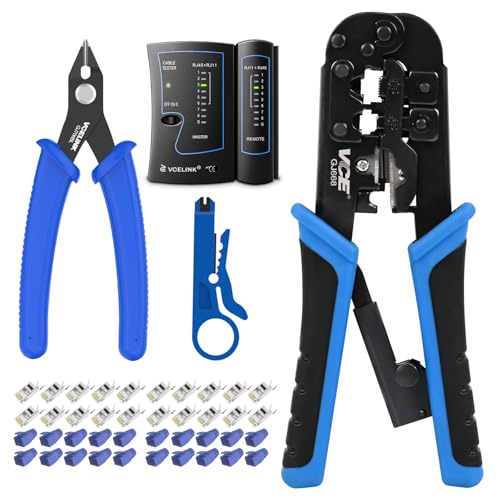 VCELINK Kit de Sertissage, Pince à Sertir RJ45 avec 20 Connecteurs Cat7