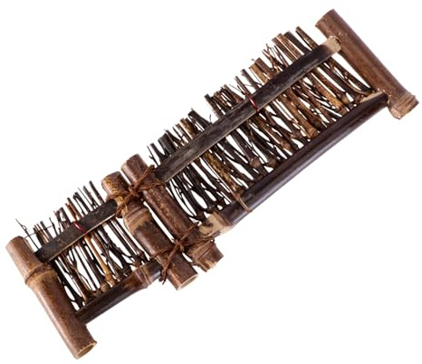 VICASKY Clôture Bambou Tressé Décoratif Écran Pliant Fait Main pour Micro-diorama Décoration de Bonsaï et Accessoire Photo Moyenne Marron