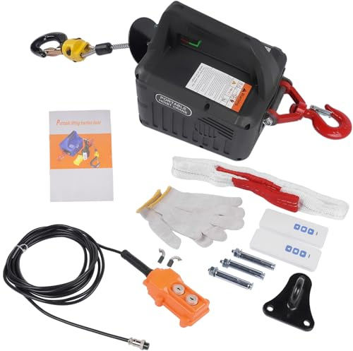 3 in 1 Elektrische Seilwinde 1500W 498kg 1100lbs Tragbar 500A Hubhöhe 7m mit Doppel-Fernbedienung GLOSSY AUTO PARTS