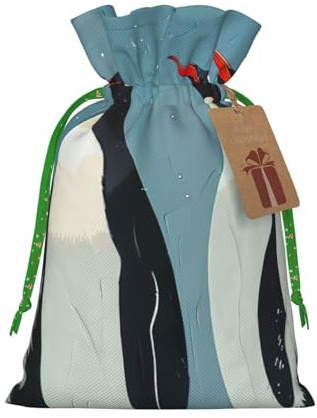 Bolsas de regalo con cordón de Navidad con estampado de pingüino, saco festivo de Navidad, fiesta de cumpleaños, embalaje de regalo