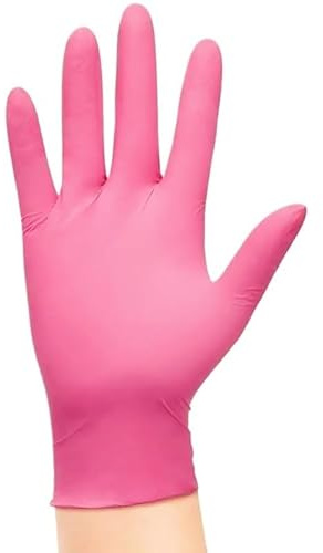 PBHOVIITG Guantes de nitrilo desechables color rosa, 20/50/100 unidades, for cocina, hogar, limpieza, salón belleza, cuidado mascotas, tinte for el cabello(Rose Red 100PCS,S)