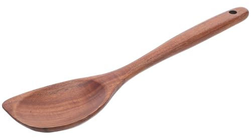 VANZACK Mestolo da Zuppa in Legno di Teak con Manico Lungo Cucchiaio Angolare Giapponese Antigraffio per Cucinare Utensile Legno Leggero e Resistente al Calore per Pentole Antiaderenti