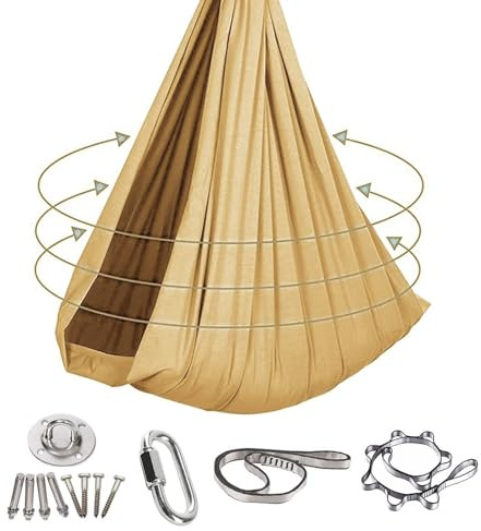 Indoor Hängematte, ultraleichte tragbare Schaukel Outdoor, geeignet für Schlafzimmer, Balkone, Innenhöfe oder Camping, komplett mit allem Zubehör(Gold)