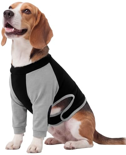 Kuoser Hundebody mit Ellbogenschutz, Leckschutz Hund Vorderbein, Schwarz L | Op Body Hund für Hündin Rüde mit Beinen, verhindert Lecken & Beißen nach Op, Recovery Suit ermöglicht freie Bewegung