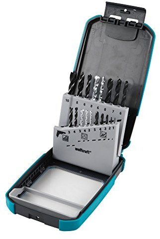 wolfcraft 8615000 Combi-Box of Drills for Metal, Wood & Stone, Black