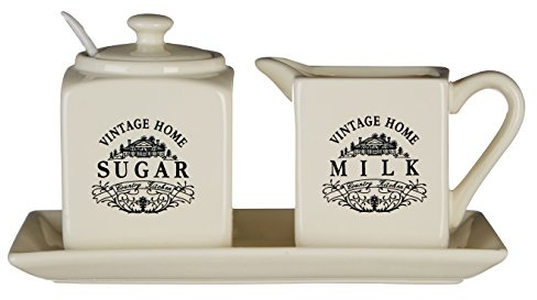 Premier Housewares - Juego de azucarero y Jarra de Leche, Color Crema