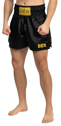 BENLEE Rocky Marciano Pantaloncini da Boxe thailandese, da Uomo, Thaiboxhose, Nero, XS