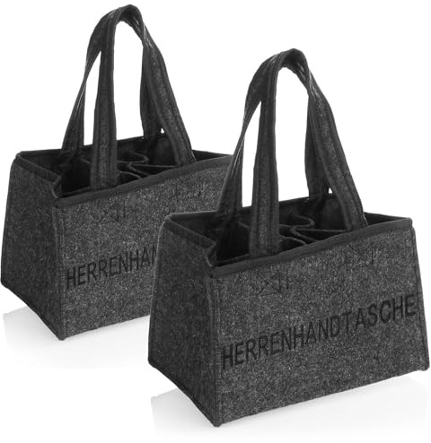 COM-FOUR® 2x flaskpåse - filtpåse med handtag för drycker - filthållare för 6 flaskor - hopfällbar 6-delad hållare för flaskor upp till 0,5 l