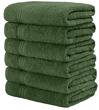 GraceAier Towels Premium Green Hand Towels - 6-Pack-100% Combed Ring Spun Cotton, Ultra Soft and Highly Absorbent, Exrta Large Hand Towels 40 x 76 cm, Hotel & Spa Quality Bathroom Towels