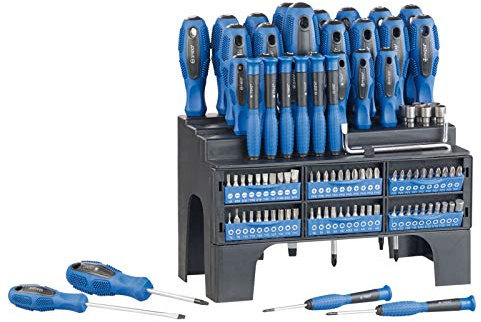 AGT Schraubenzieher Set: 101-teiliges Schraubendreher- und Bit-Set mit Wandhalterung (Schraubenzieher Bit, Wandhalterung, Koffer)