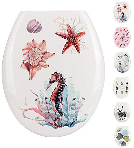 JOTOM Premium Quality Toilet Seat,Easy to Mount,Beautiful Printed Design Toilet Seats for Bathroom (Marine Life)
