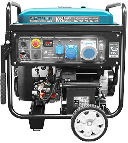 Groupe électrogène à essence à deux cylindres KS 15-1E ATSR, puissance max 12500W, moteur EURO V, possibilité de connecter une unité ATS, démarrage électrique, prises 1x63A, 1x32A, 1x16A (230V)