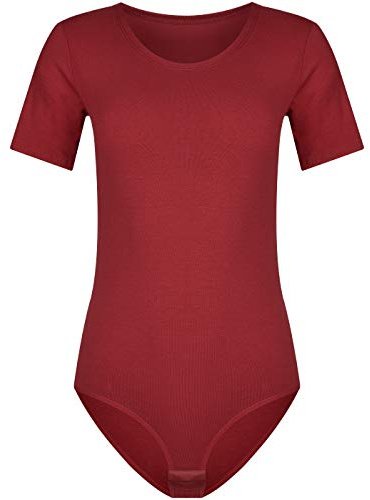 Evoni Damen Body Kurzarm, T-Shirt Bodysuit aus Baumwolle, Kurzarm-Body Elegant, Damen Unterwäsche