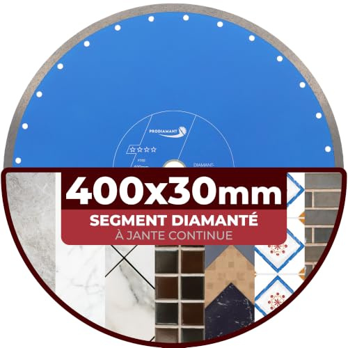 PRODIAMANT Disque à tronçonner diamanté Carrelage professionnel 400 mm x 30/25,4 mm F702 ProRim pas d'éclats pour les carreaux émaillés Grès cérame et pierre naturelle