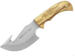 Cuchilleria Deportiva MUELA. Cuchillo desollador Muela GRIZZLY-12.OL. Mango de Olivo. Hoja: 12 cm. Funda de Cuero. Herramienta para Caza