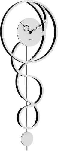 Hermle 61023-002200 Wanduhr modern, 68cm x 26cm x 5cm, Weiß-schwarz