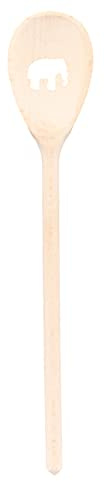 2 X teemando®, Kochlöffel aus Holz mit Motiv Elefant, extra stabil, Naturprodukt: handgefertigt, unbehandelt, Rührlöffel aus Buche, oval 30 cm, das besondere Geschenk