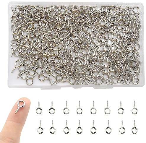 CEEYSEE 300 Stück Kleine Auge Schrauben 17x8mm Metall Ösenschraube, Ringschraube, Augenhaken Schrauböse Selbstschneidende, Ringhaken für Harz, Schmuck und Kunststoff Accessoires(DYJY1)