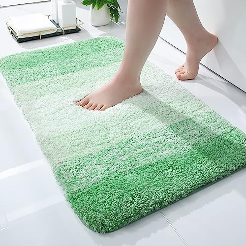 Homaxy Weich Badezimmerteppich 40x60 cm, rutschfest waschbar Badematte Flauschige Hochflor Badteppich Mikrofaser Saugfähig Badvorleger Duschvorleger (Grün)