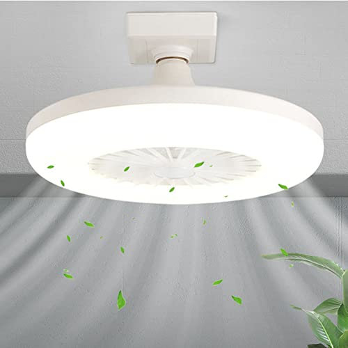 OOWOKS Pequeño Mini Ventilador De Techo Con Iluminación Silencioso Simple Ventilador Moderno Luz 24W Luz De Techo Con Ventilador Para Dormitorio Balcón Baño Cocina Restaurante Estudio,E27