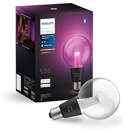 Philips Hue Lightguide G95 Petite ampoule intelligente Globe, lumière blanche et couleur, compatible Bluetooth, commande vocale avec Alexa, Apple Home et Google Assistant