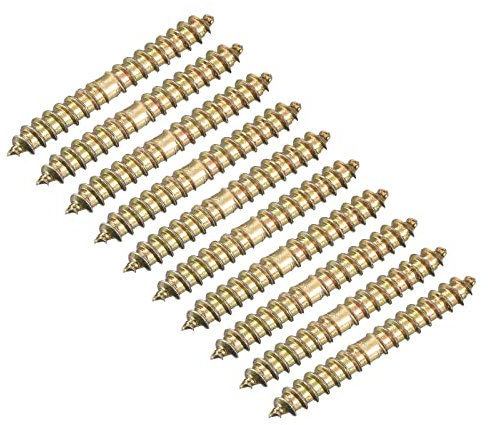 sourcing map 4x30mm Suspensión Pernos, 80uds Doble Extremo Autoperforantes Rosca Madera a Madera Espiga Tornillos para Madera Conexión