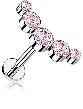 Treuheld® Labret Piercing mit runden Kristallen | 2 Größen | 7 Farben