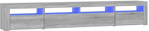 vidaXL TV Schrank mit LED-Leuchten Lowboard TV Möbel Tisch Board Sideboard Fernsehtisch Fernsehschrank HiFi-Schrank Grau Sonoma 240x35x40cm