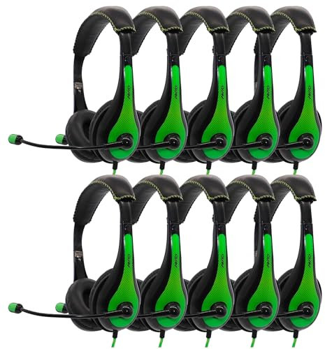 Avid Products AE-36 Headset in Grün mit verstellbarem Galgenmikrofon für Schule, Klassenzimmer, Bildung, Tests und Bewertung (25 Stück)