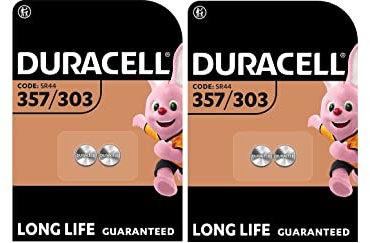 4 x Duracell 357/303 SR44 con óxido de plata (2 blísters de 2 baterías) 4 pilas