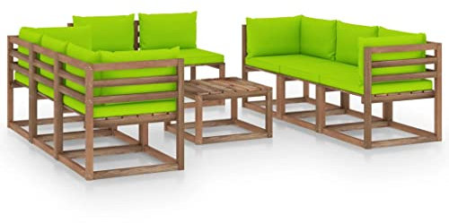 BUKSCYJS Schaukelstuhl,TerassenmöBel AußEn,Campingstuhl9-Tlg. Garten-Lounge-Set Mit Kissen HellgrüNgeeignet FüR Garten, Terrasse, Wohnzimmer, BüRo, Outdoor