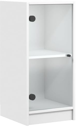 vidaXL Beistellschrank mit Glastüren Weiß 35x37x75,5 cm