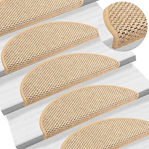 ShGaxin Självhäftande matta Sisal Trappa 15 st Beige 56 x 17 x 3 cm, trappmattor, halkfri för trappa, halkfri matta - SPU:326868
