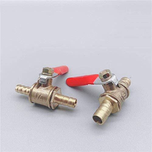Rohrreparaturwerkzeuge 10pcs Red Griff kleines Ventil 6mm-12mm Schlauchkupplung Inline Messing Wasser Öl Luft-Gas-Kraftstoff-Linie Absperr- Kugelhahn Rohrfittings (Size : 12mm Barb)