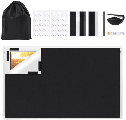 MXTIMWAN Fenster Verdunkelung 300x150cm, Verdunklungsstoff ohne Bohren, Dachfenster Verdunkelung Sonnenschutz Inkl Nano Klebebänder, Freischnitt, Fenster Verdunklungsstoff für Familie Reisen