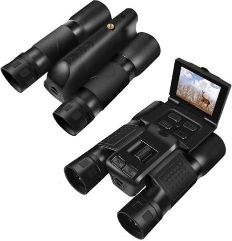 SOUUXIU Binocolo con Fotocamera Digitale, Binocolo Digitale con Display LCD da 2,4 Pollici con Fotocamera Telescopio con Zoom Digitale 8X per Il Birdwatching