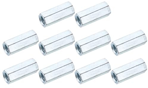 uxcell 3/8 x16 Coupling Nuts, 10 Pcs Carbon Steel Galvanized Hex Rod Coupling Nuts Threaded Rod Connectors for Industrial Construction Fasteners, White