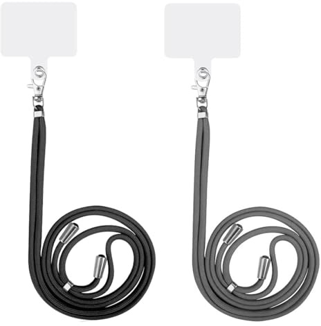 AOEVUIR 2 Cordon Telephone Portable Laniere Telephone Portable Universelle Tour De Cou Telephone Cordon Telephone Réglable Et Détachable Collier Telephone Portable Pour Smartphone Avec 2 Entretoises