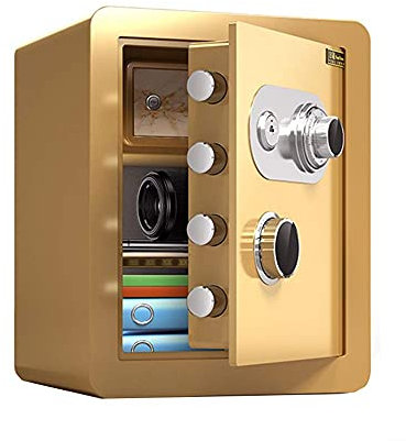 UHJKLA Safe, Feuerfester Wasserdichter Safe 45 cm Manueller Maschinensafe, Diebstahlsicherer Ganzstahl-Nachttischschrank Unsichtbarer Safe Büroaktenschmuck-Passwortsafe Tresors