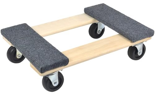 Rollbrett aus Hartholz, 45 x 30 cm Transportroller mit rutschfesten Pads PU-Lenkrollen –Möbelroller für Umzug,Transporter Rollwagen für schwere Möbel, Kistenroller aus Holz,300 kg Tragkraft, 1 Stück