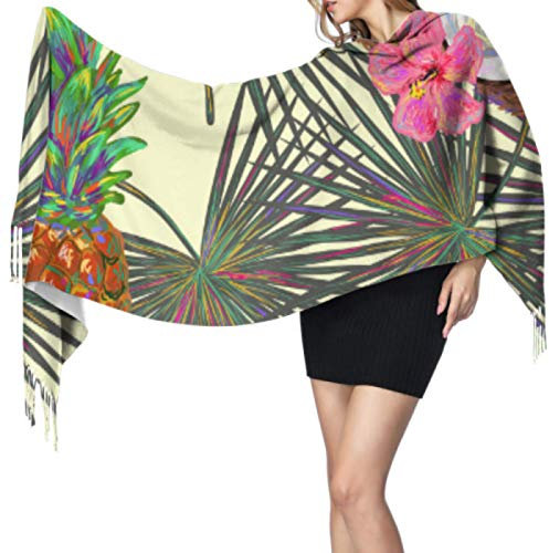 Zdlwaisw Cooler Sommer-Schal mit Drachenfrucht und grünem Blatt, für Mädchen, modischer Kaschmir-Schal, 196 x 68 cm, groß, weich, Pashmina, extra warm, Siehe Abbildung, Einheitsgröße