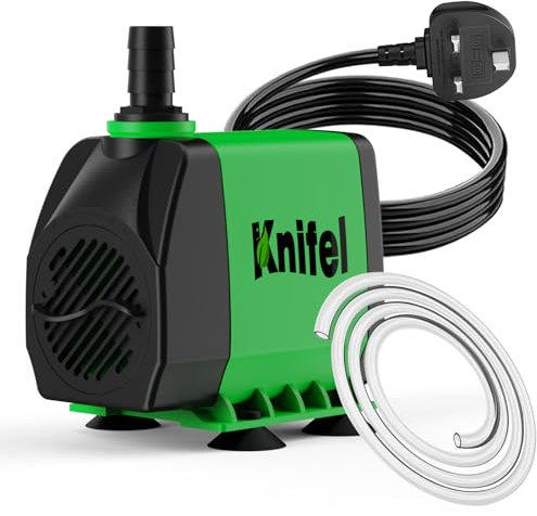 Knifel Submersible Pump 2500L/H 45W Dry Burning Protection with Ultra Quiet Design 2.5m High Lift for Fountains, Hydroponics, Ponds, Aquariums & More