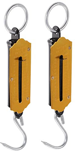 Supvox 2 Stück Hängende Federwaage 12 Kg Tragbare Mechanische Handwaage Mit Haken Gelb Für Angeln Gepäck Gemüse Wiegen