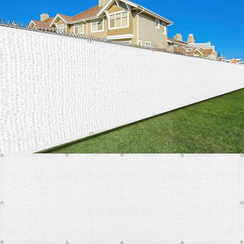 LIUNADM Balkon Sichtschutz Wetterfest 85 x 680 cm Atmungsaktiv, Wasserdurchlässig, HDPE Balkon-Sichtschutz, Sichtschutzmatte mit Kabelbinder, Reißfest für Balkon Balkongeländer, Weiß