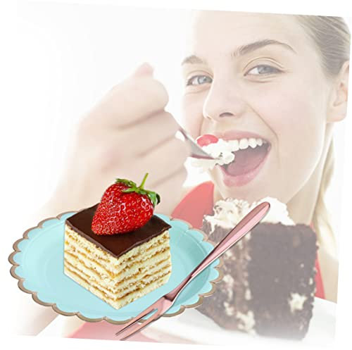 Mikinona Obstgabel Aus Edelstahl Doppelt Zinke Gabeln Fruchtgabel Lang Nachtisch Rosenform Kuchen Rose Gold